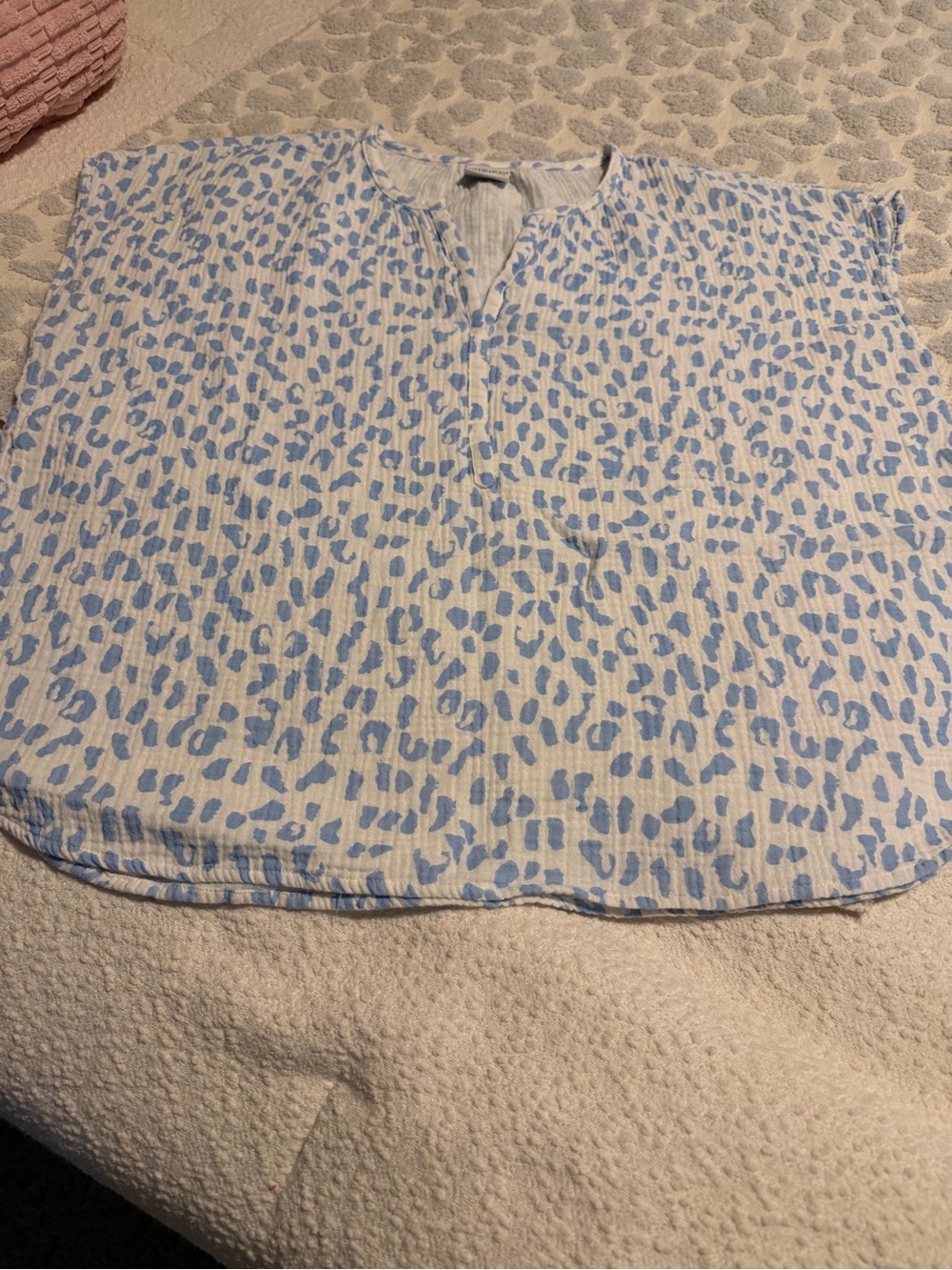 Light Blue Leopard Print Women's Sleep Top